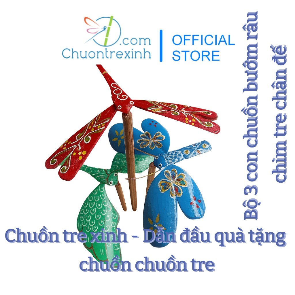 Bộ quà tặng chuồn tre bướm tre chim tre