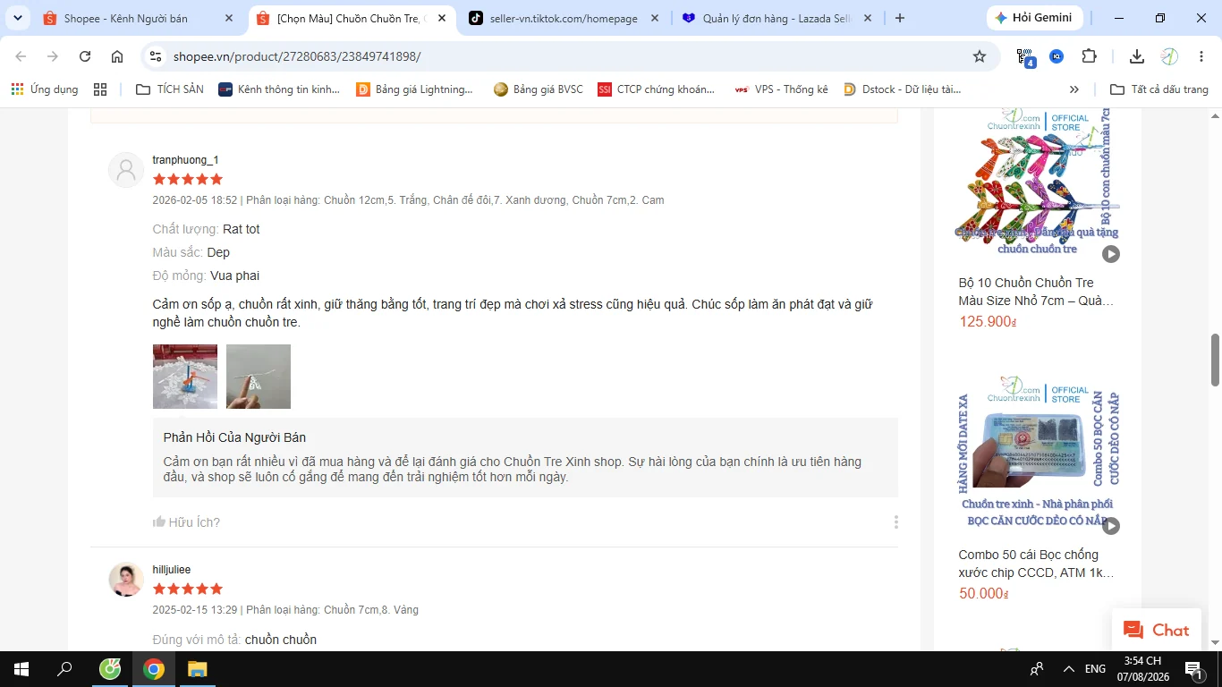 Đánh giá khách hàng về chuồn chuồn tre trên Shopee