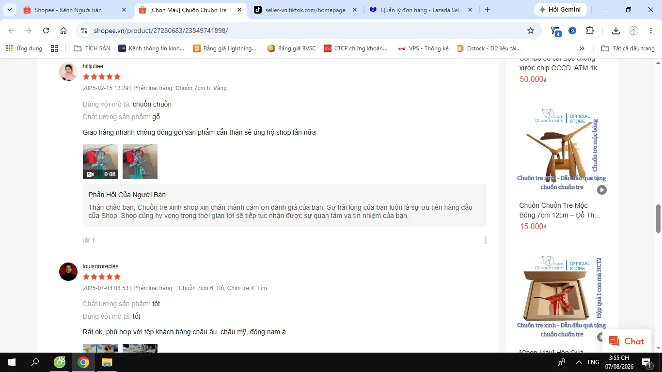 Đánh giá 5 sao sản phẩm Chuồn Tre Xinh trên Shopee